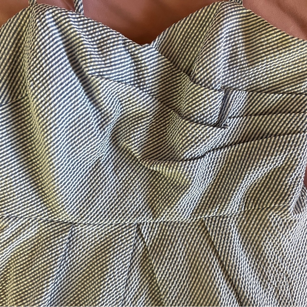 Blue & white striped seersucker dress.  Size 13 (women’s medium).  Like new. - Picture 3 of 5